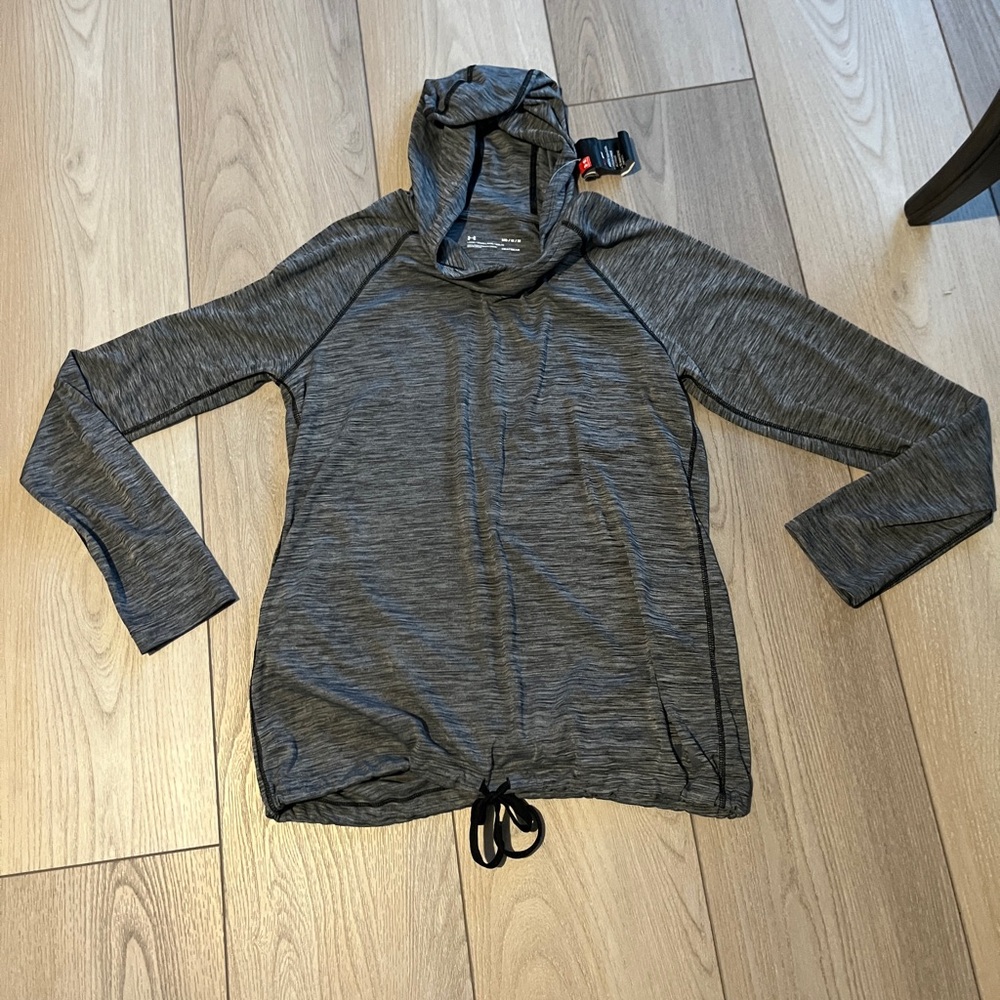 Woman’s Under Armour Black and Gray Hooded Top size medium